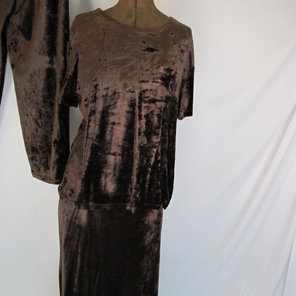 Carole Little chocolate brown velvet 4-piece outfit - L/XL
